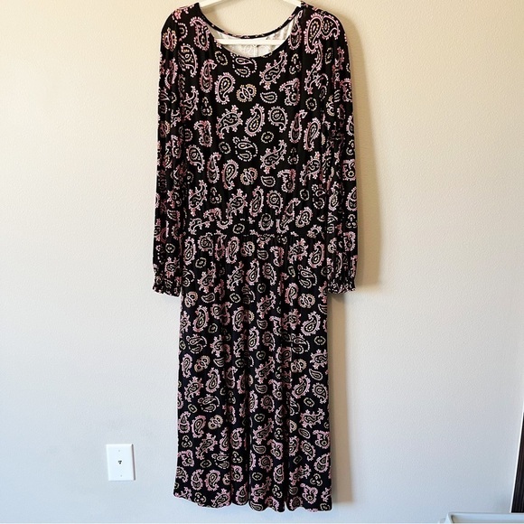Boden NEW Women’s Evelyn Jersey Midi Dress Azalea Intricate Paisley Black 10L - Picture 6 of 16